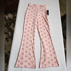 NWT Pink Flared Legging /Pajama Pants with Cute Hello Kitty Inspired Print